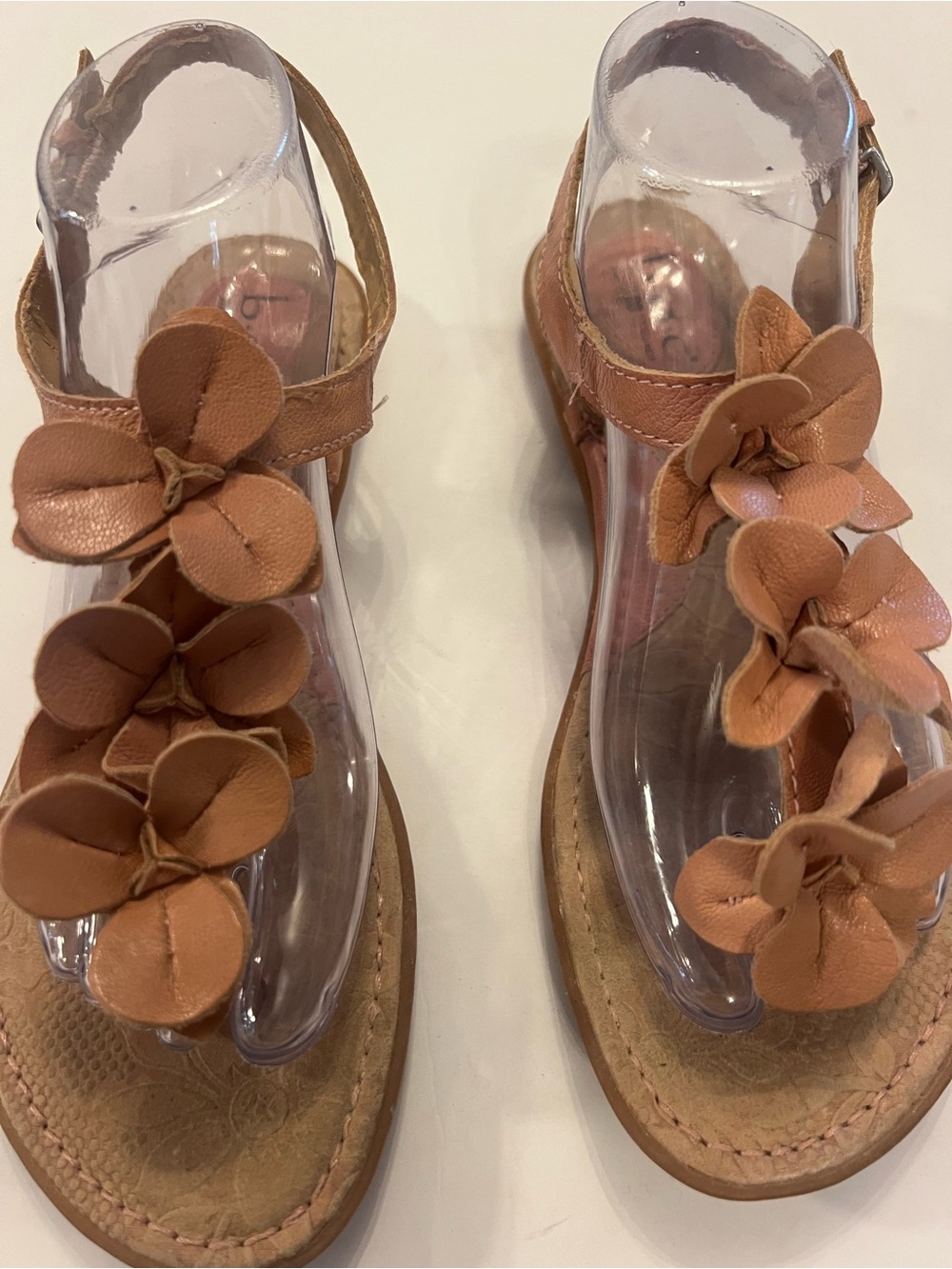 boc Tan Floral T-Strap Leather Sandals
